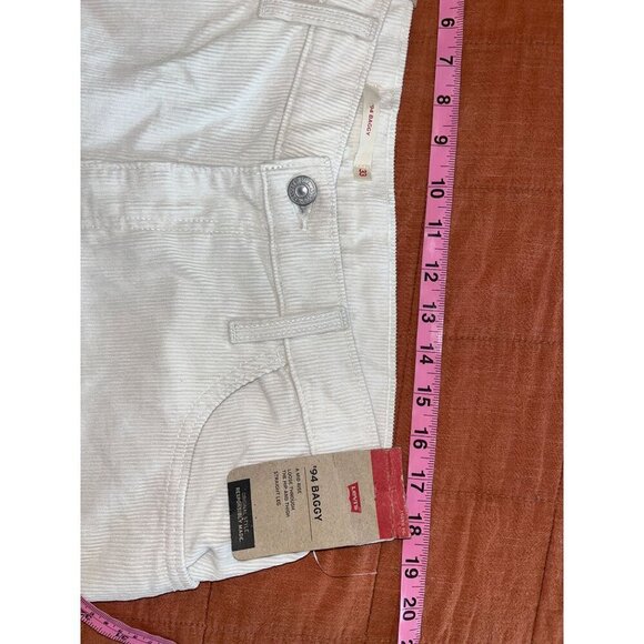 NWT Levis 94 Baggy Corduroy Pants Mid Rise Straight Leg Size 33 Cream Womens - Picture 9 of 12